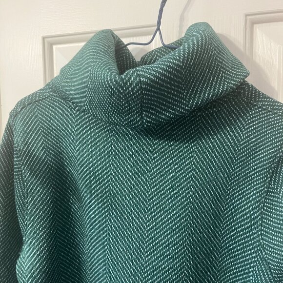 J. Crew Cowl Neck Pullover Turtleneck Sweater Green Herringbone Casual Warm Sm - Picture 4 of 9